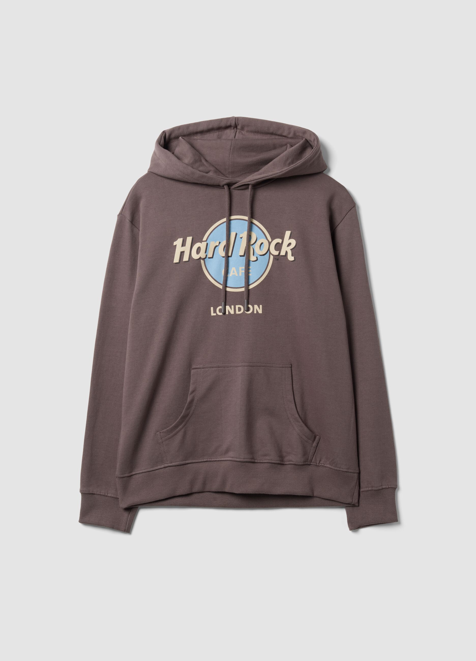 Grey pure cotton hoodie with Hard Rock Cafe print