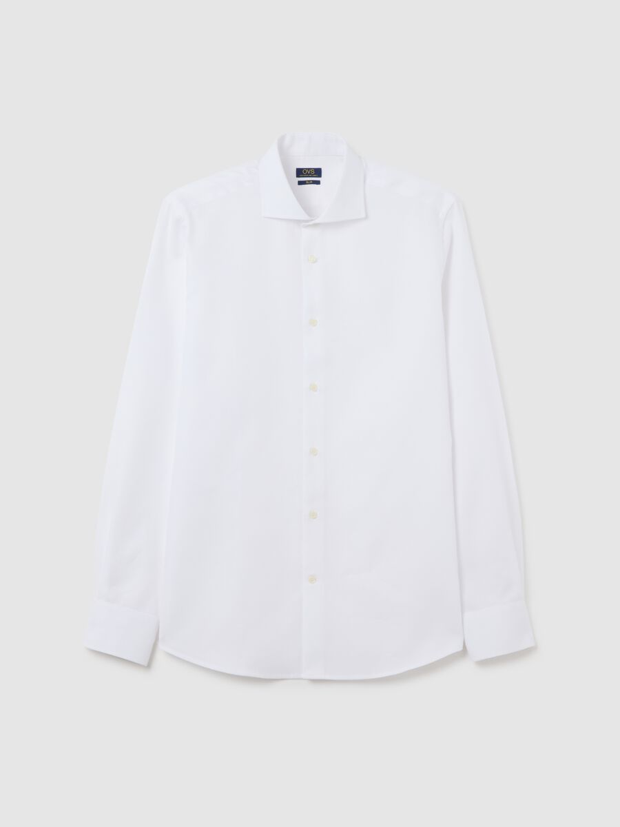 Men's pure cotton white slim fit shirt_4