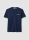 Blue stretch cotton T-shirt with chest pocket_0