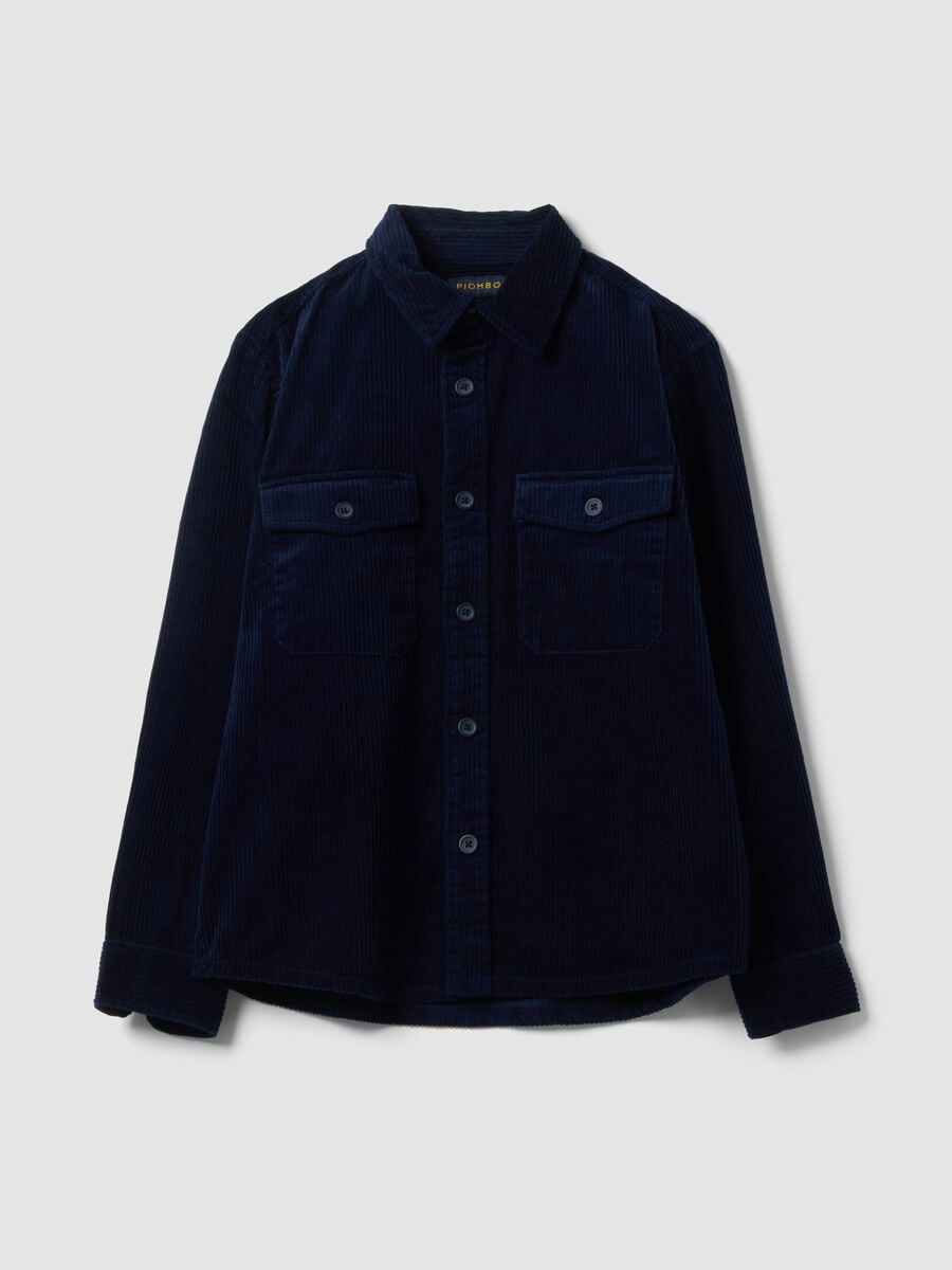 Shacket blu in puro cotone a coste over fit_4