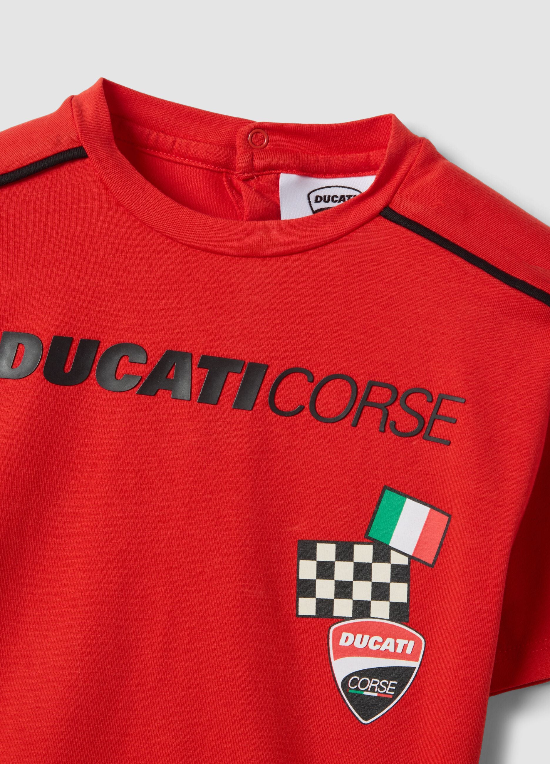 Red Ducati logo stretch cotton T-shirt for baby boy, regular fit