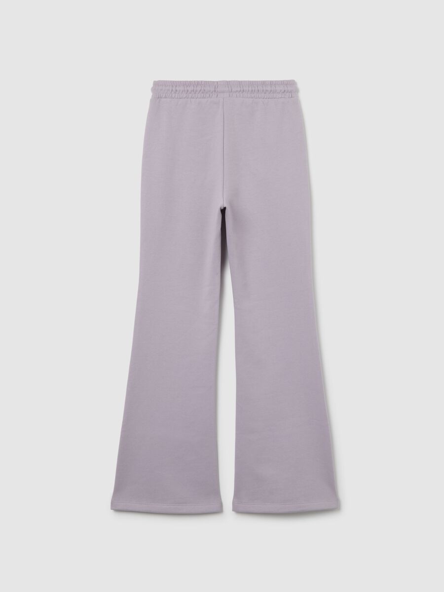 Girl's purple flare trousers in pure cotton with regular waist_1