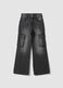 Jeans grigi cargo in puro cotone relaxed fit per ragazza_0