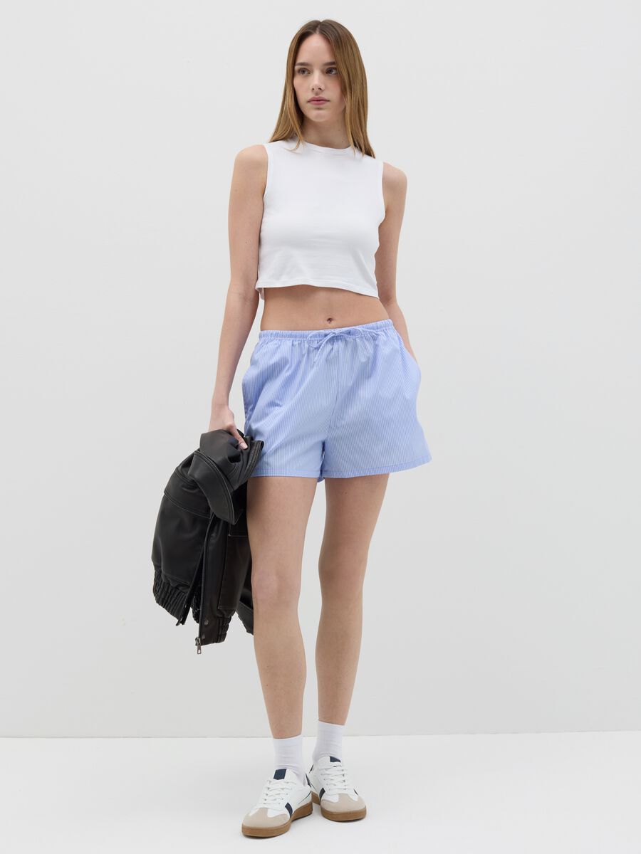 Blue check shorts in cotton_0