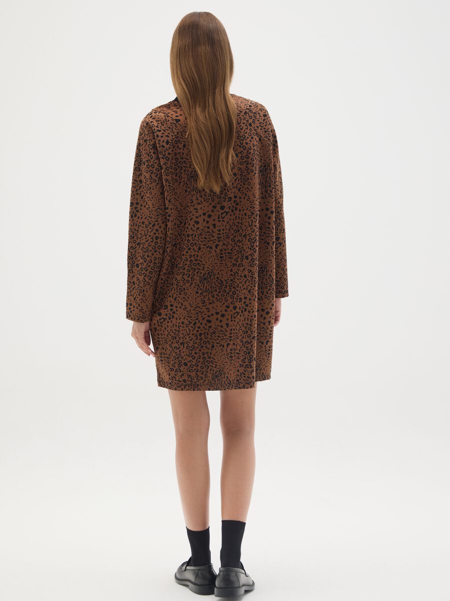 Abito premaman marrone fantasia animalier in maglia tessuto_3