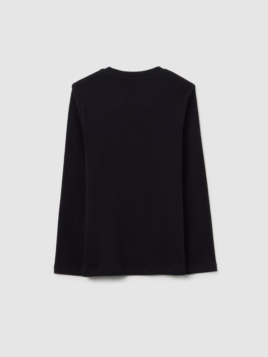 Boy's black long sleeve shirt in pure cotton regular fit_1