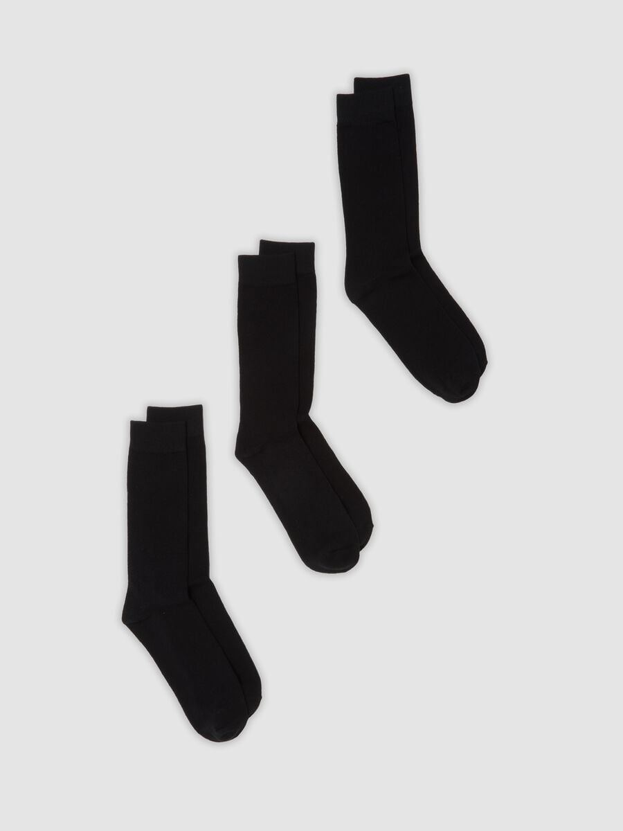3-pack of black mid-calf socks in stretch organic cotton_0