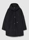 Black padded long jacket, regular fit with hood and zip_4