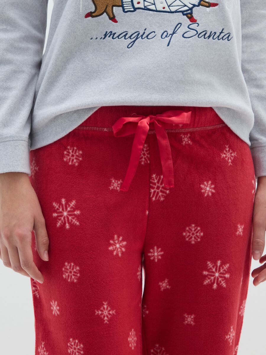 Grey and red Christmas fleece pyjamas regular fit with print_3