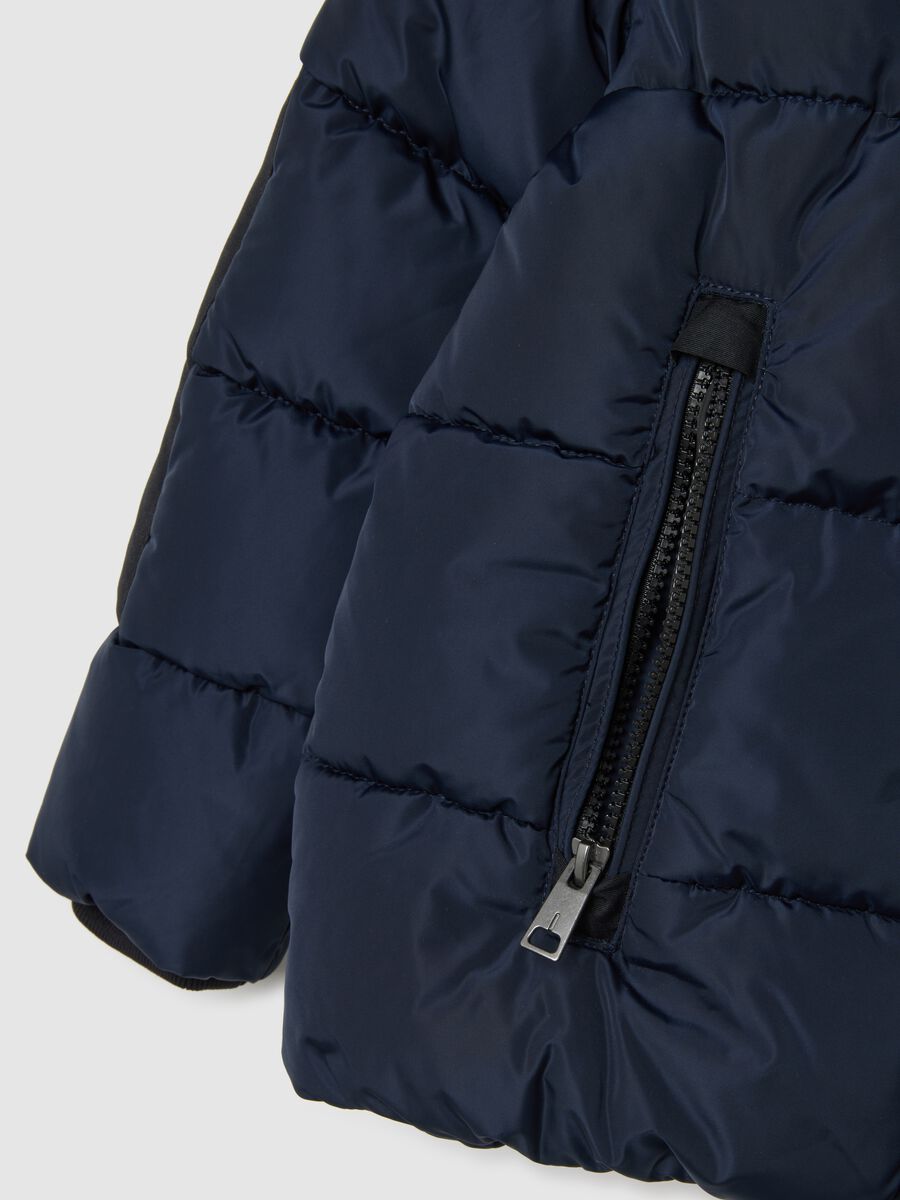 Blue Padded Jacket with Hood_3