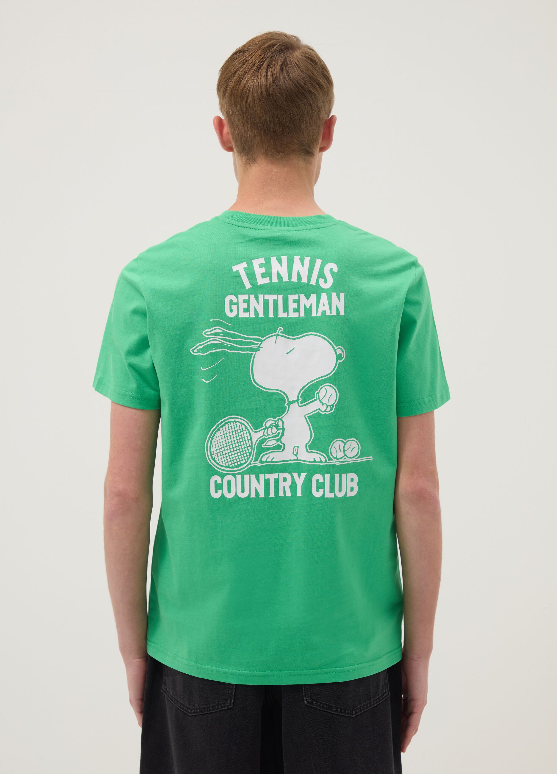 Green pure cotton short-sleeve T-shirt
