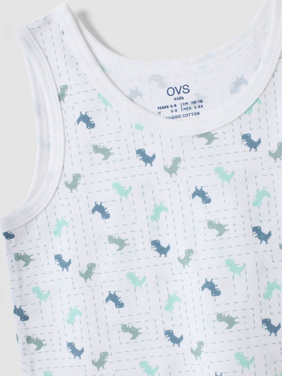 2-pack of green and white organic cotton racer vests with print_2