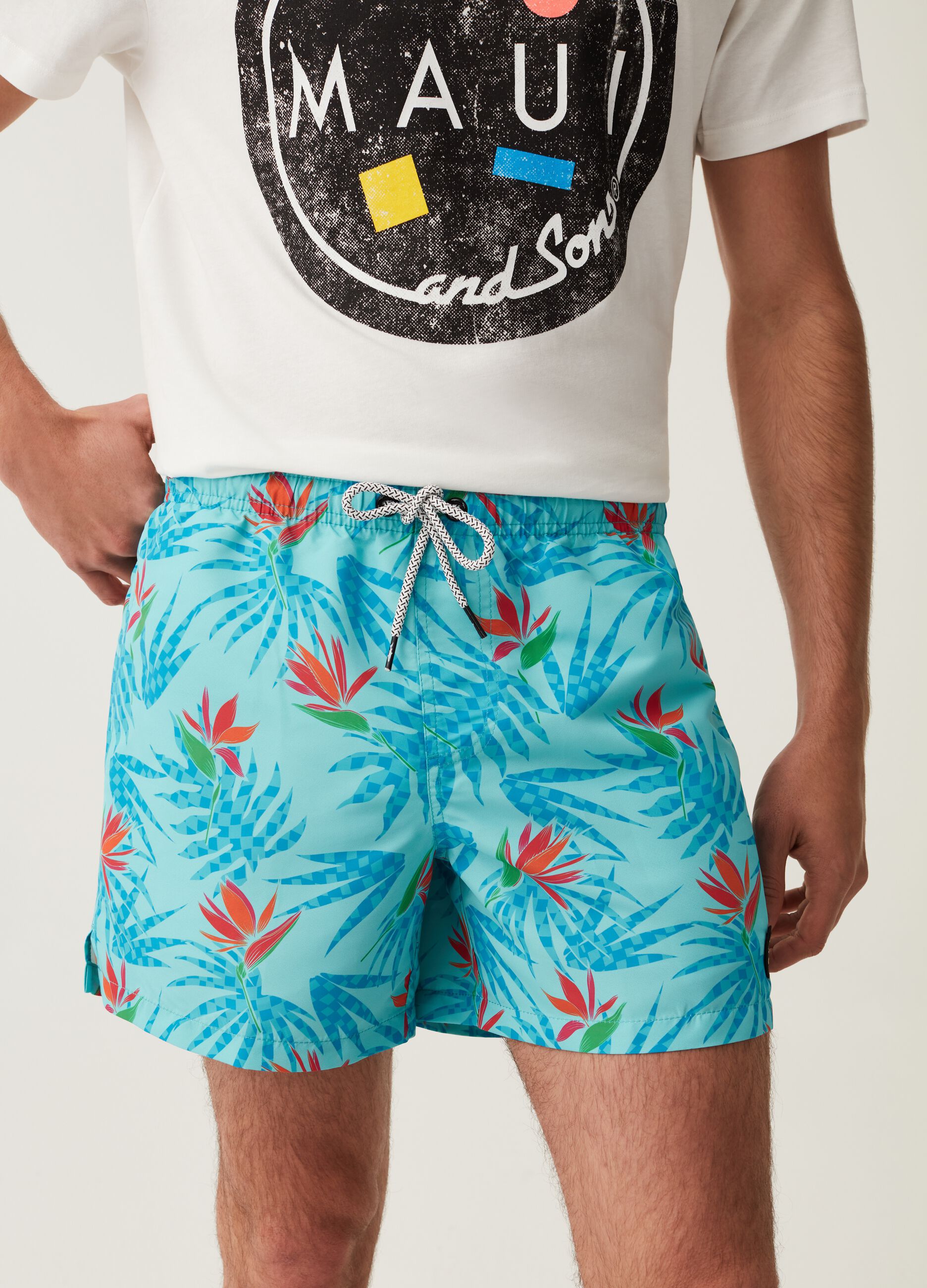 Costume boxer stampa tropicale Maui and Sons_1