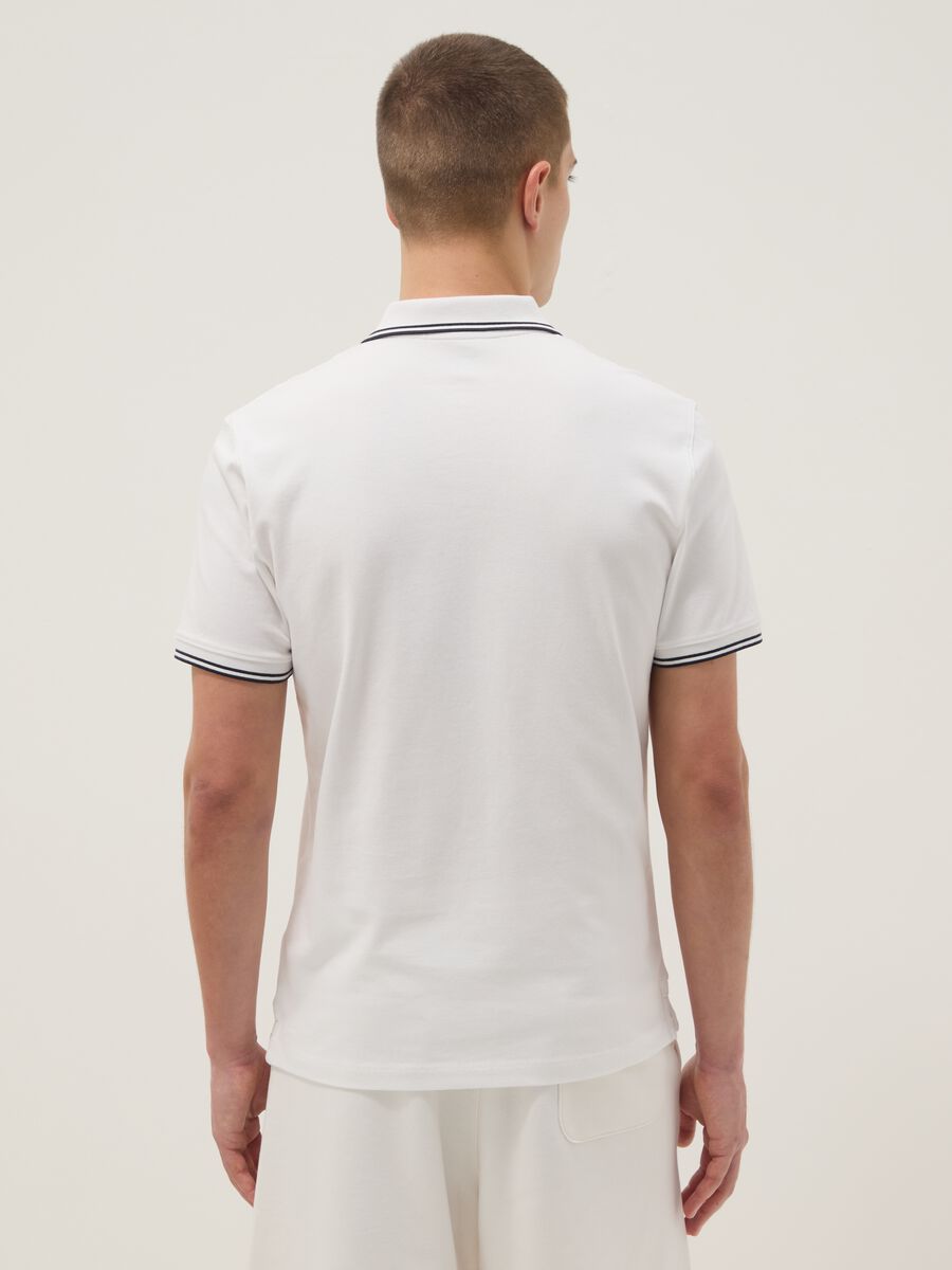 White stretch cotton polo shirt, regular fit_3