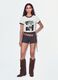 White cotton T-shirt with front graphic print and contrast trims_0