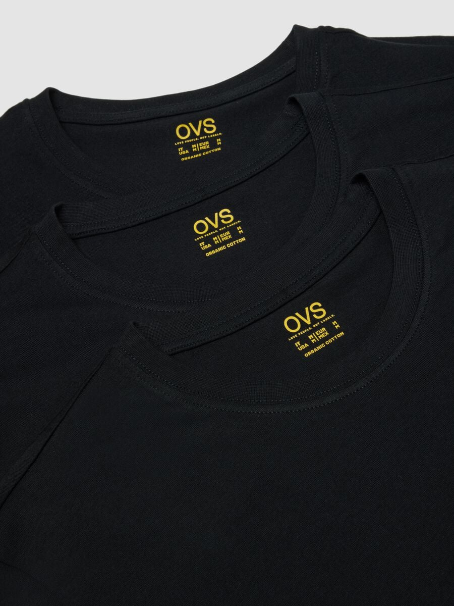 Tripack di t-shirt nere in cotone organico a maniche corte_5
