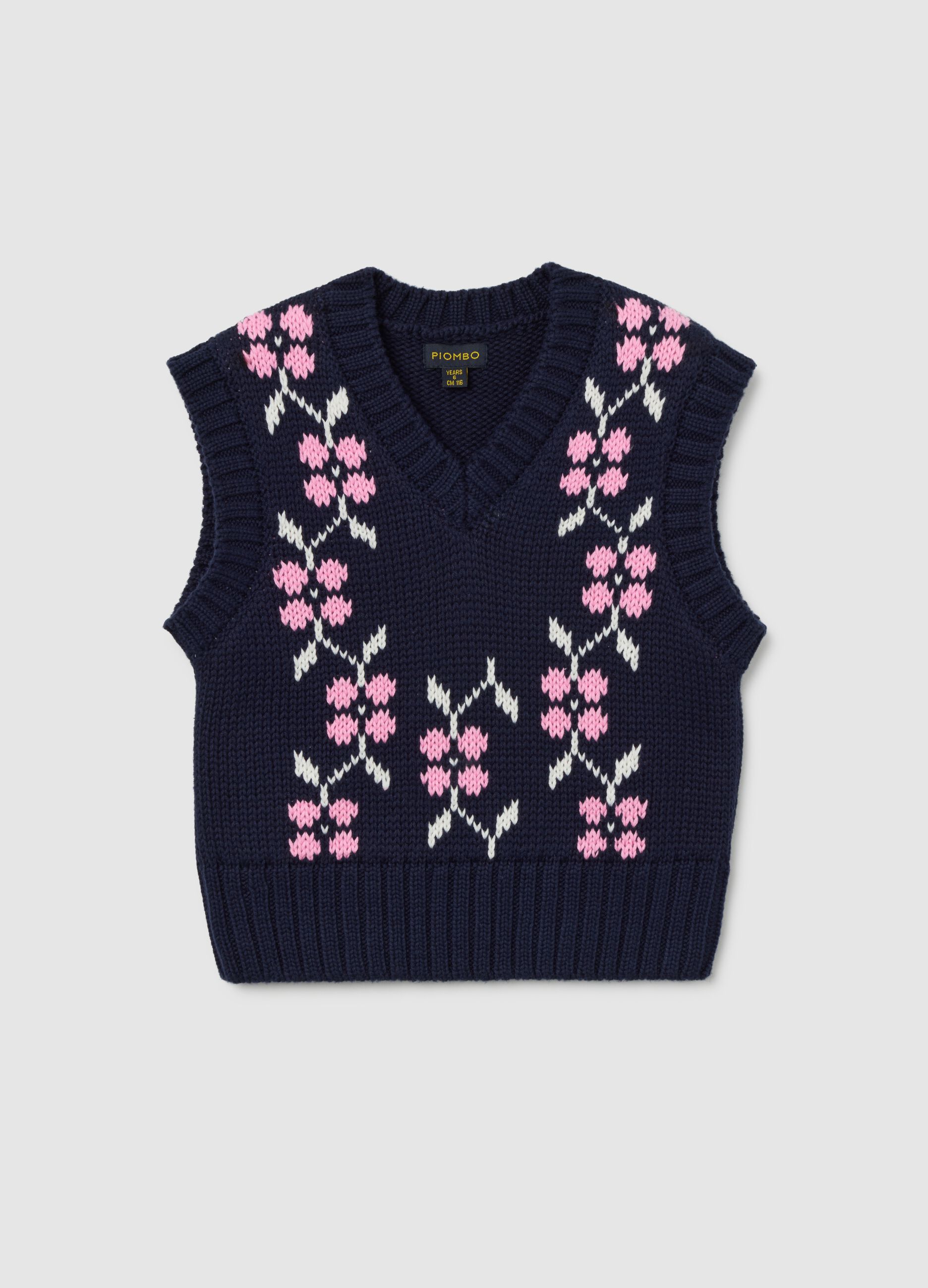 Blue Waistcoat with Floral Pattern