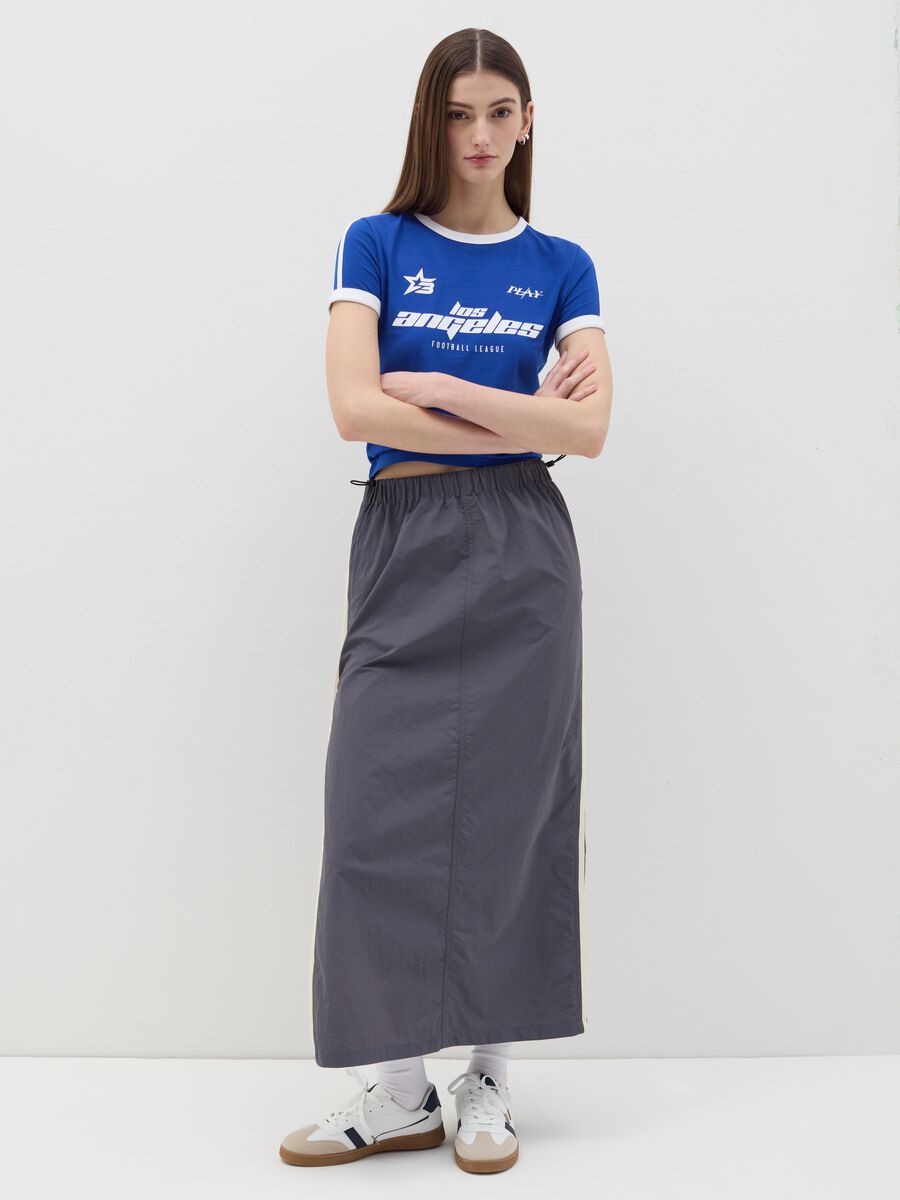 Long nylon skirt with splits_0