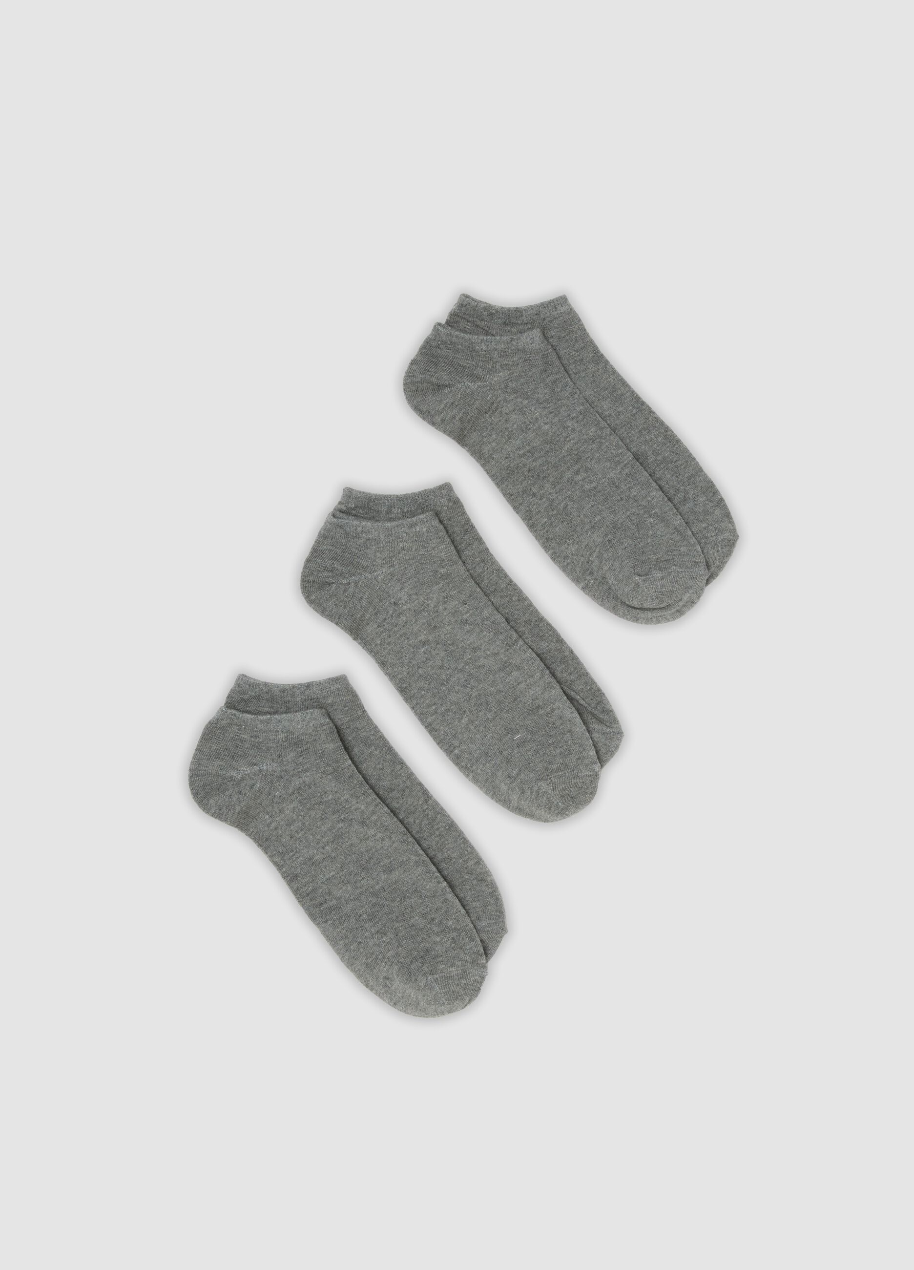 Tripack di calze alla caviglia grigie in cotone organico elasticizzato