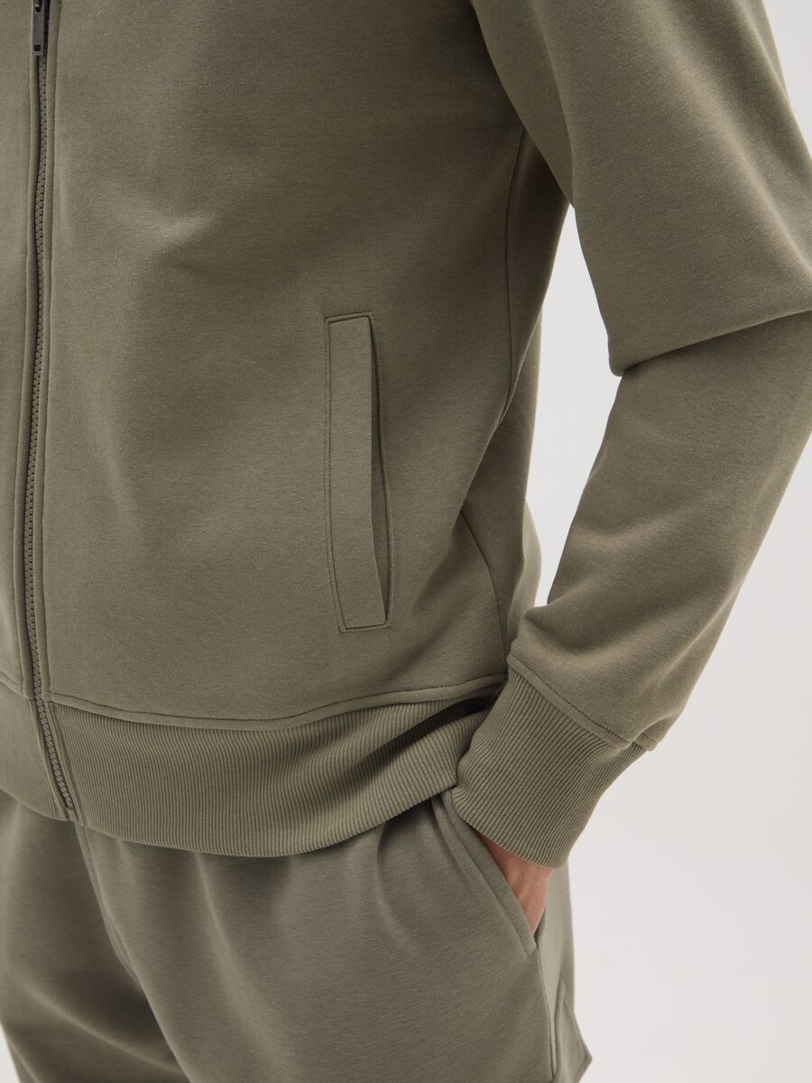 Green Cotton Blend Zip Sweatshirt_3
