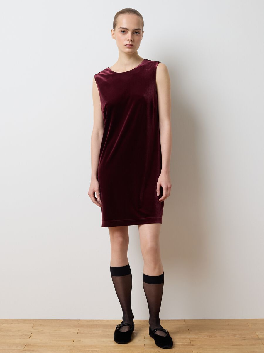 Red Velvet Sleeveless Slim Fit Dress_1