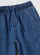 Blue denim trousers in a cotton and viscose blend with elasticated waist_2