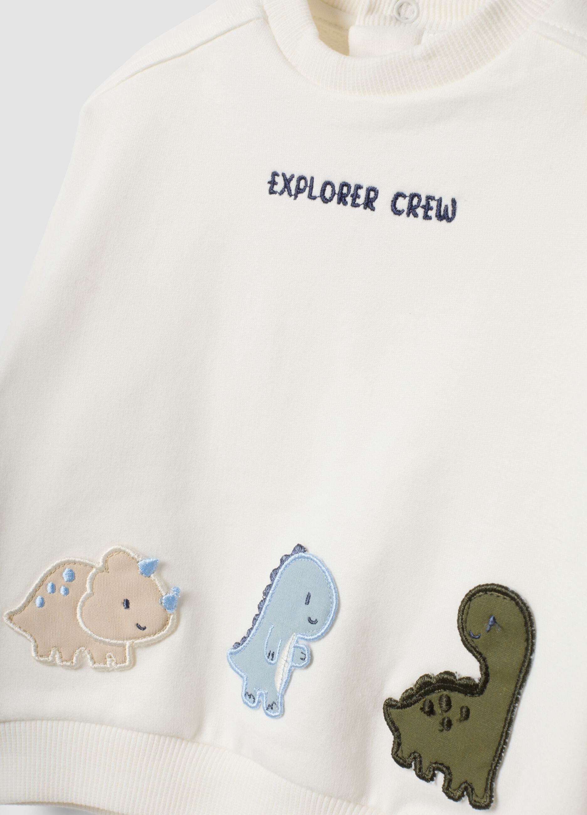 Green and white pure cotton set with dinosaur print