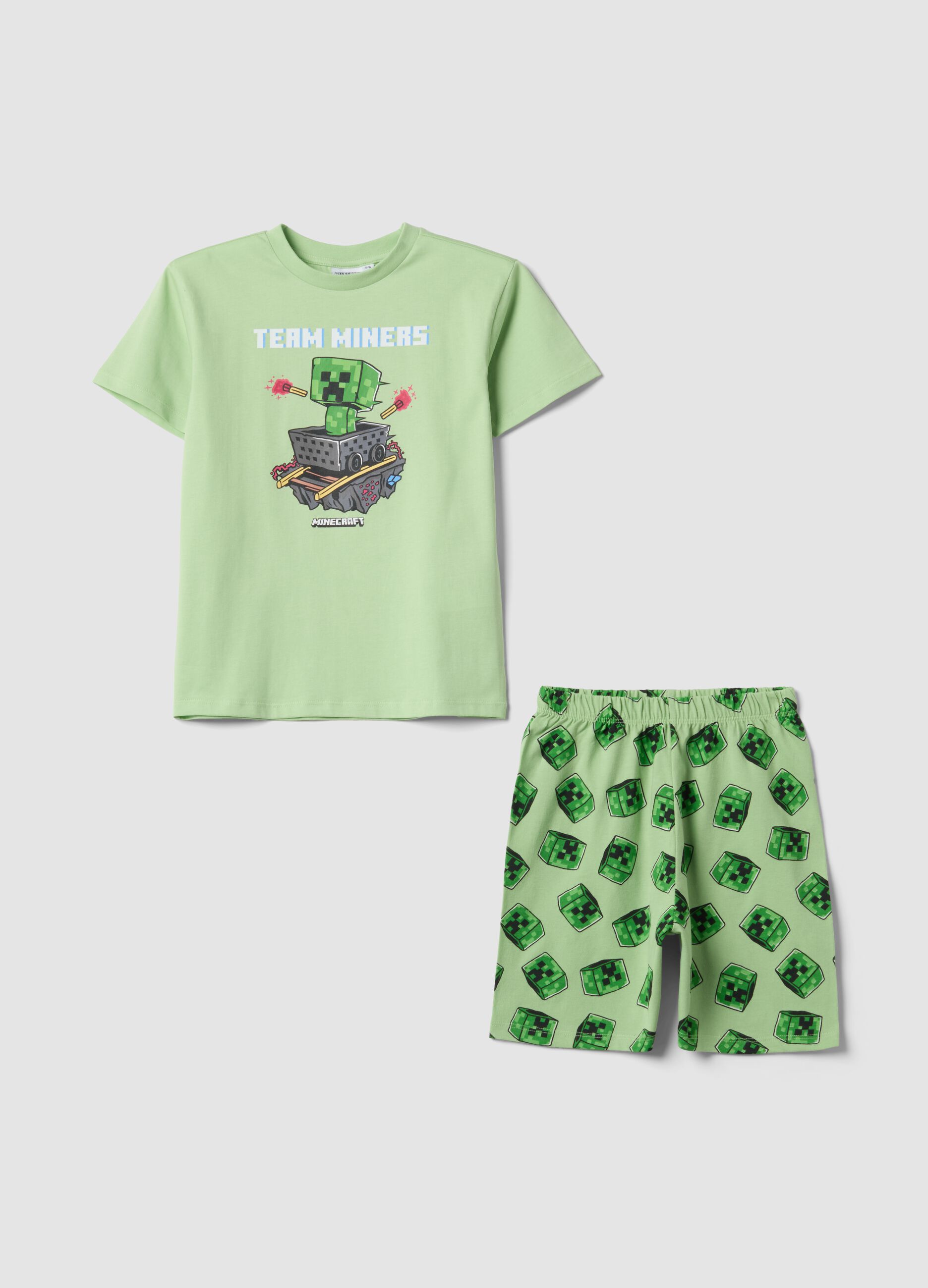 Green organic cotton printed pyjamas