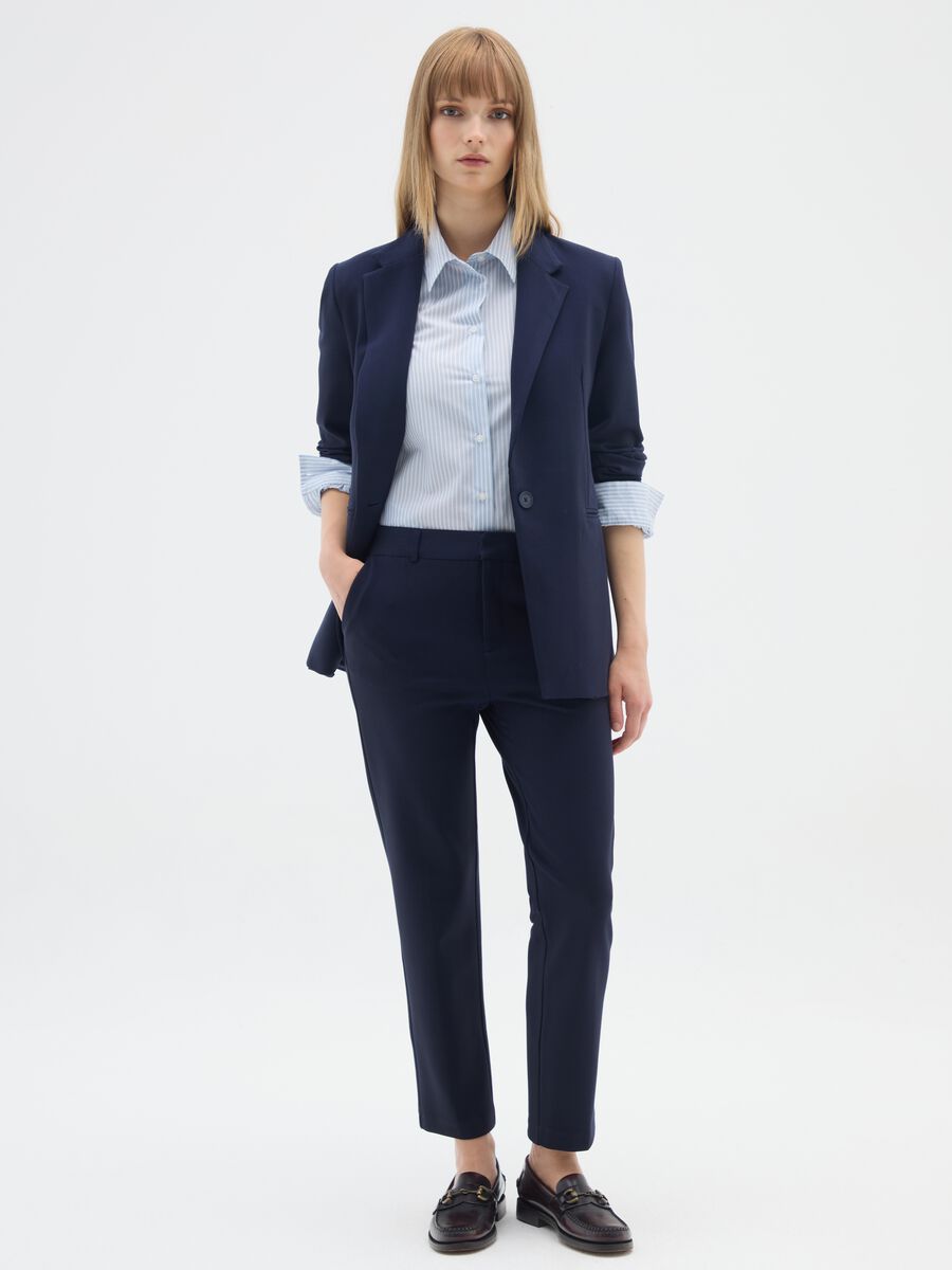 Black slim trousers in stretch fabric_0