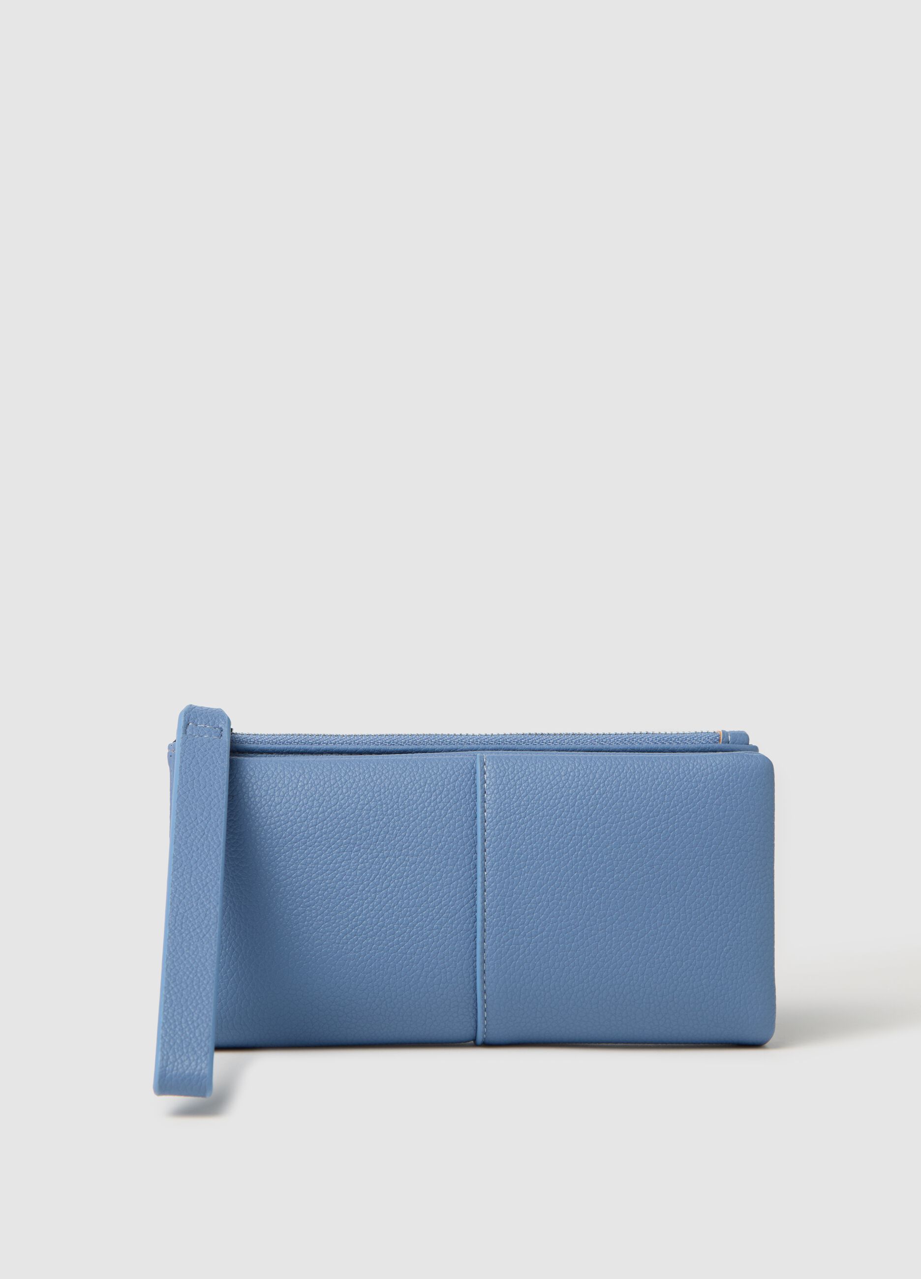 Textured-effect light blue wallet