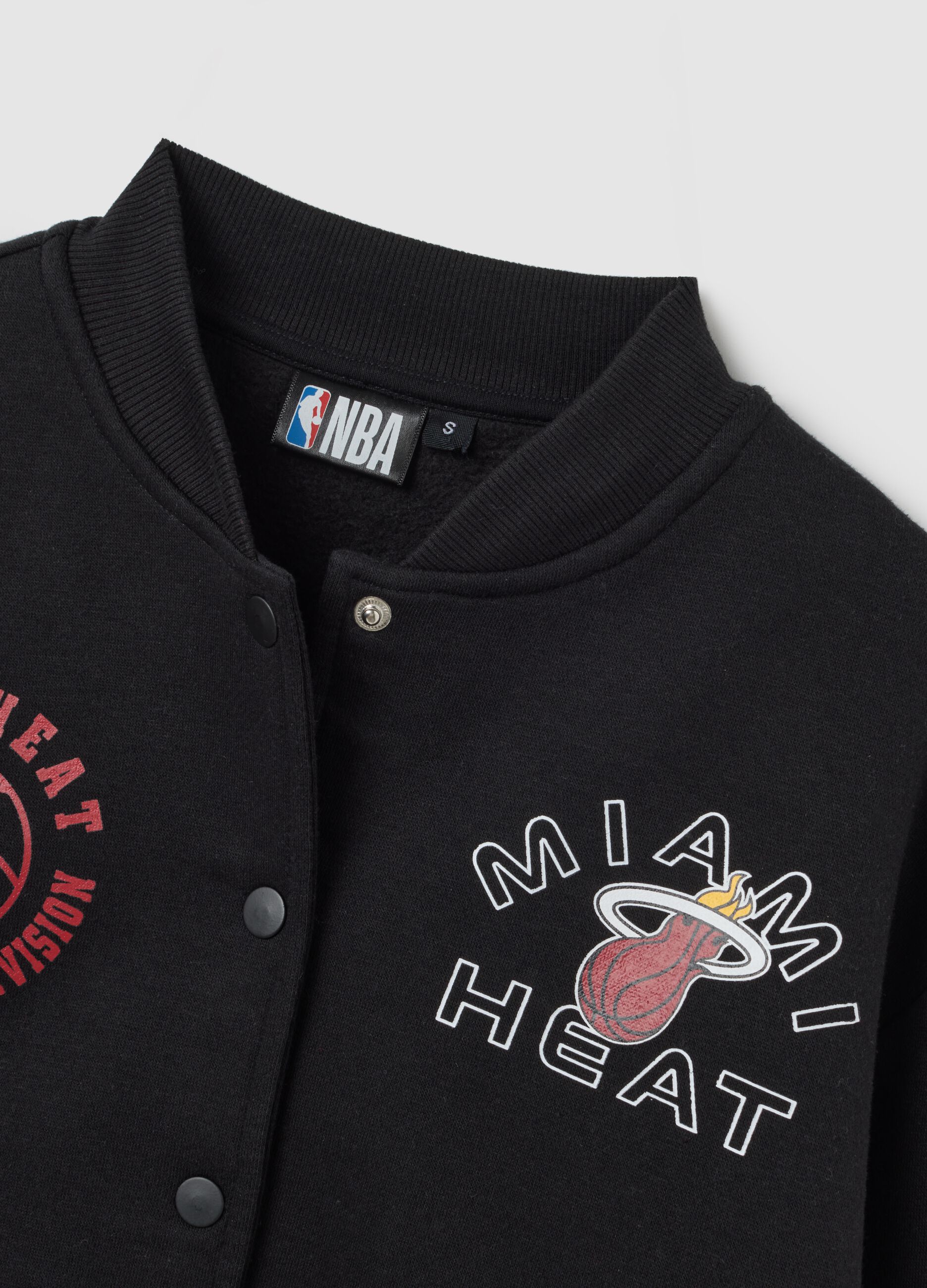 Black oversized cotton blend sweatshirt with Miami Heat print