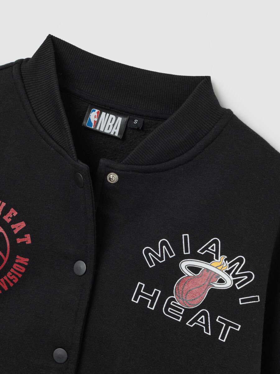 Black oversized cotton blend sweatshirt with Miami Heat print_1