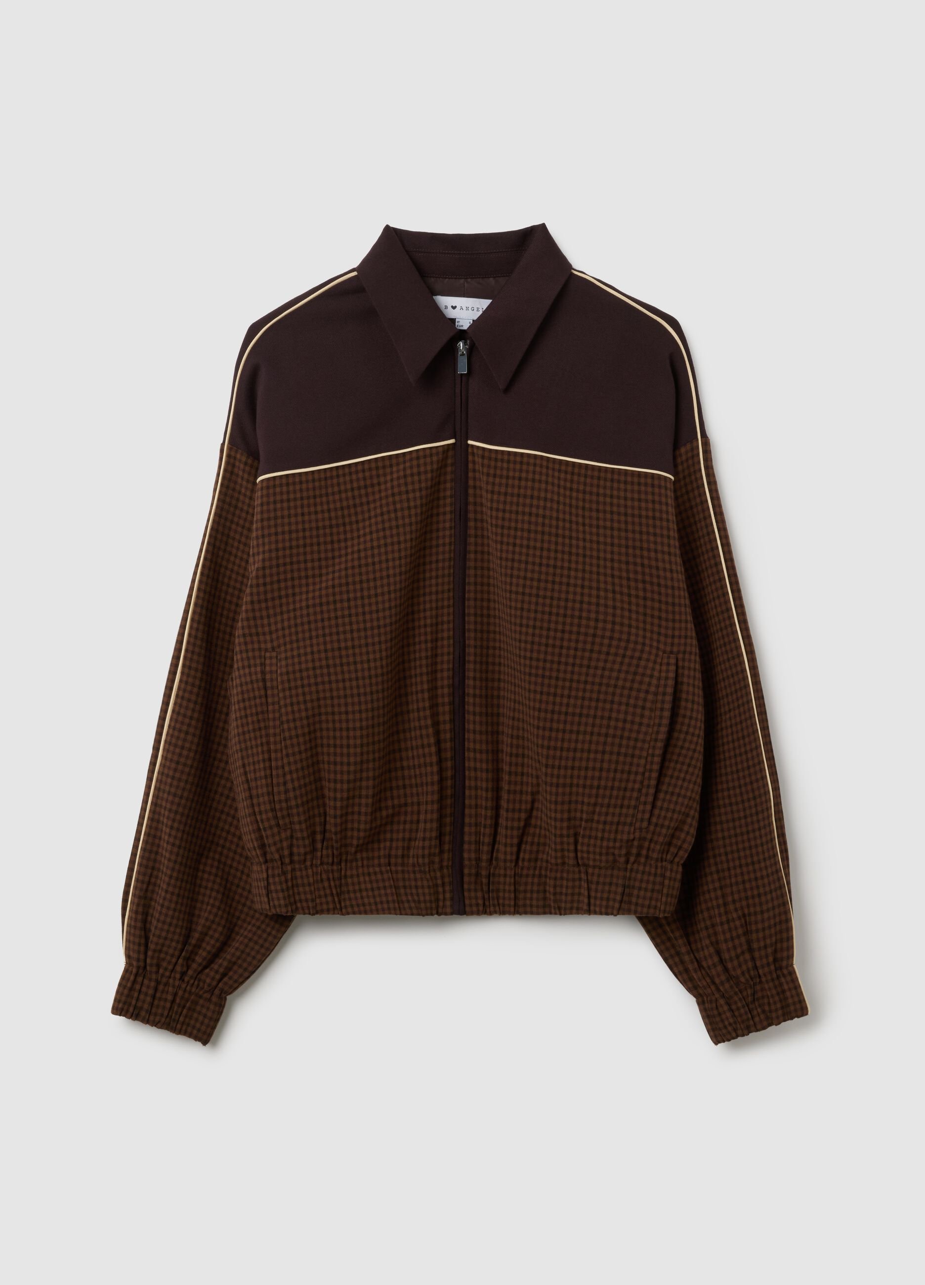 Brown Check Jacket with Zip