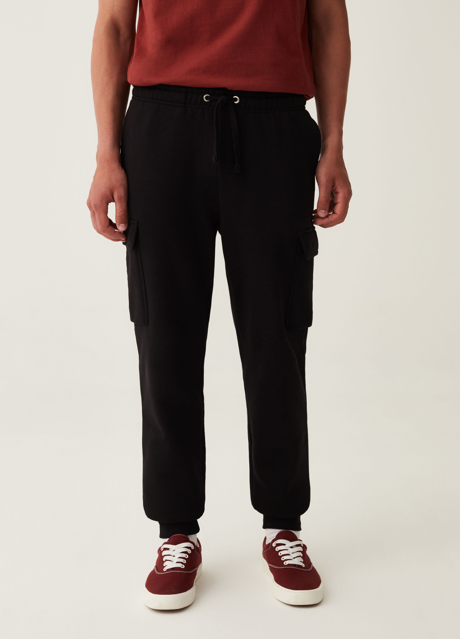 Joggers cargo in felpa con coulisse_1