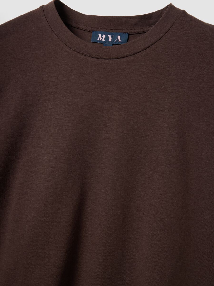 Brown stretch cotton and modal T-shirt_1