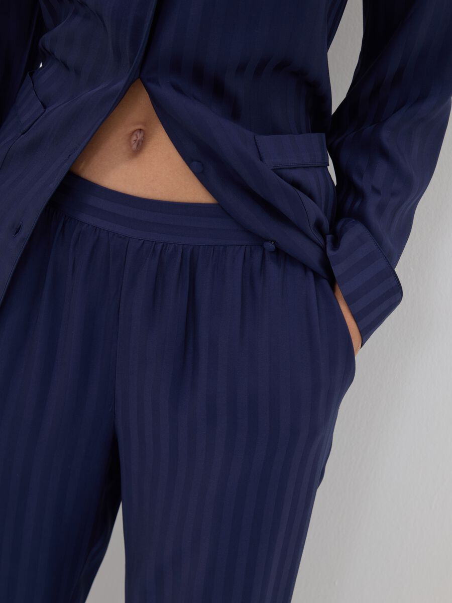 Blue pure viscose pyjama set with V-neck_2