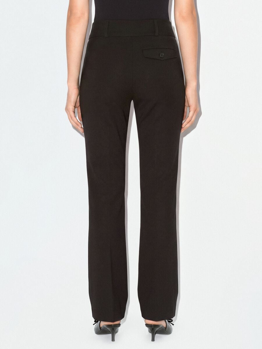 Black flared trousers in stretch viscose_2