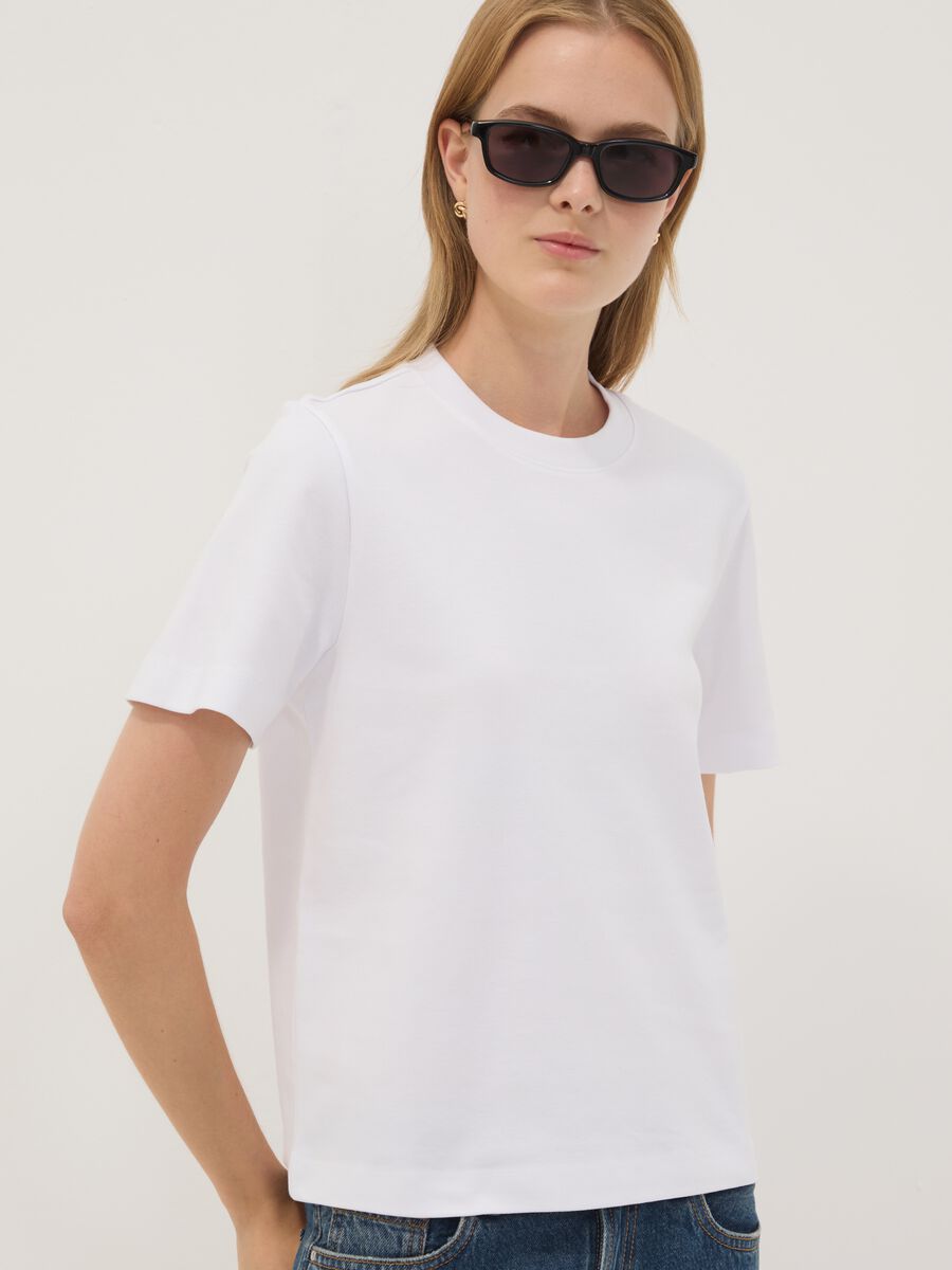 White relaxed-fit pure cotton short-sleeve T-shirt_1