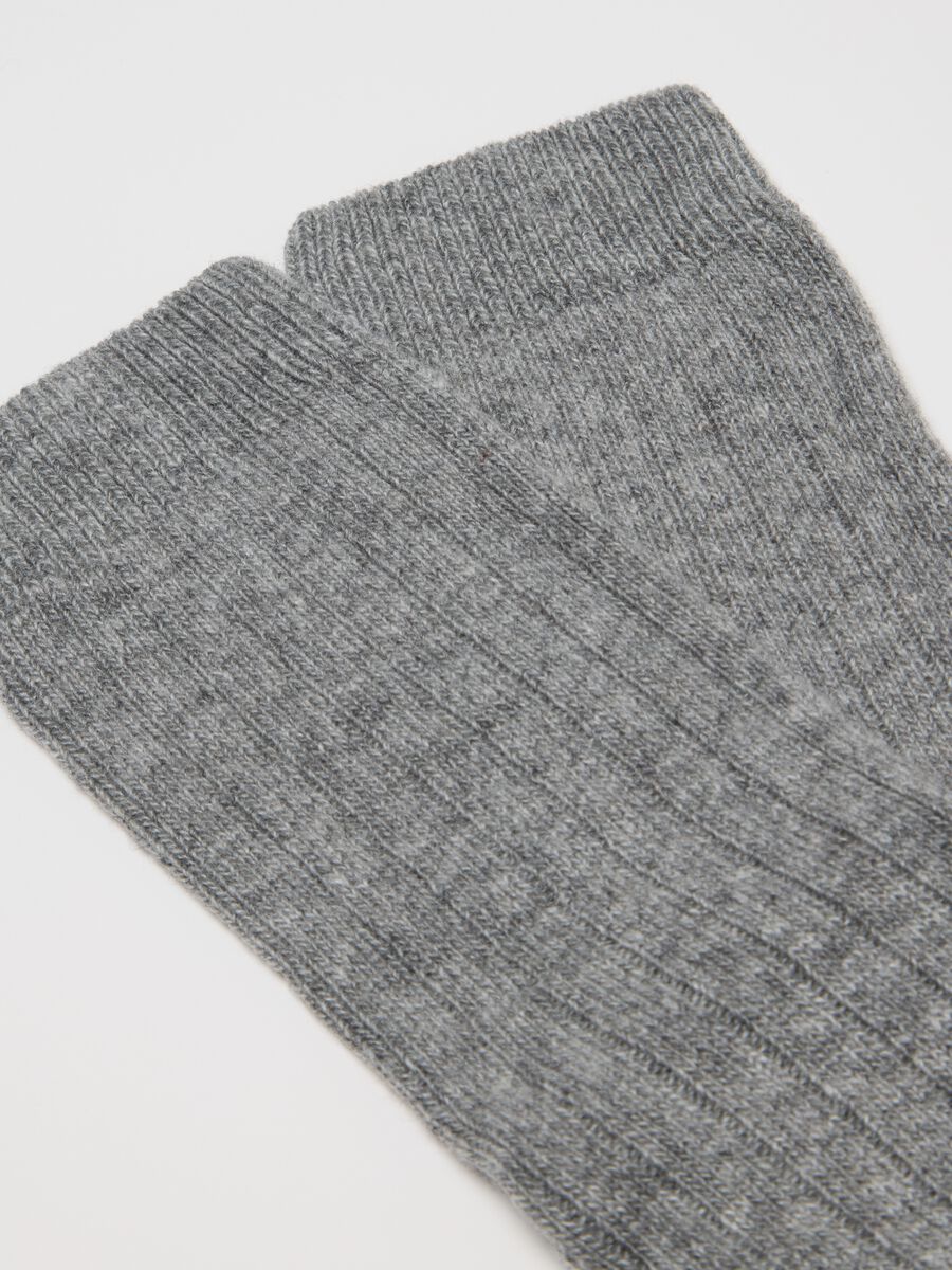 Grey Ribbed Knee-High Socks_2