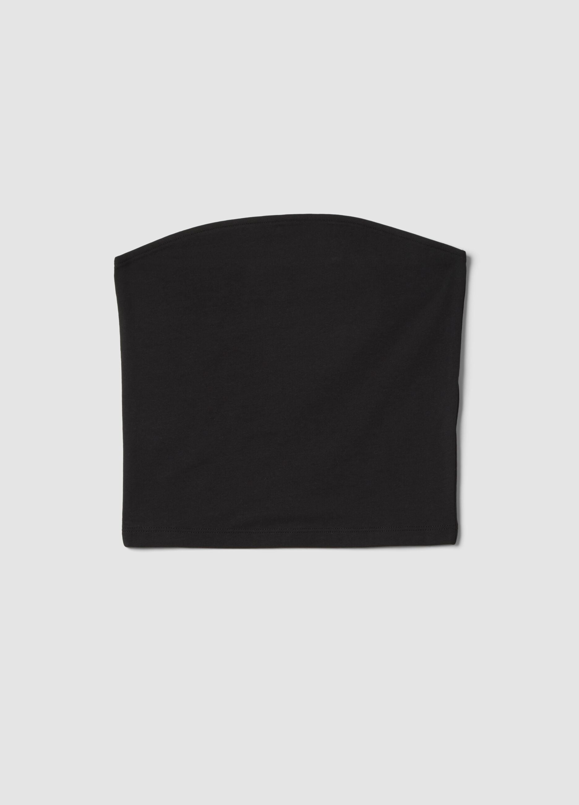 Girls&rsquo; black fitted bandeau top in stretch cotton