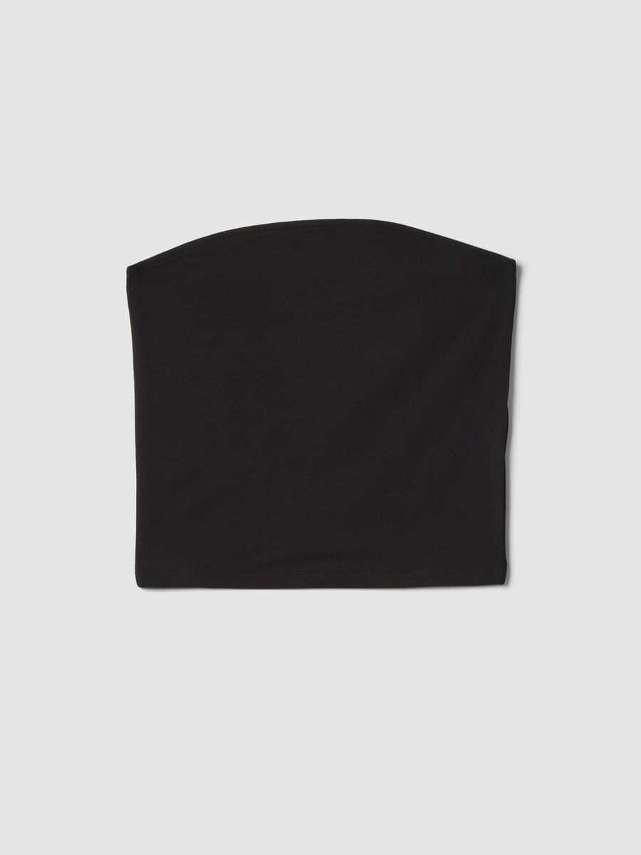 Top fitted a fascia nero in cotone elasticizzato da ragazza_3