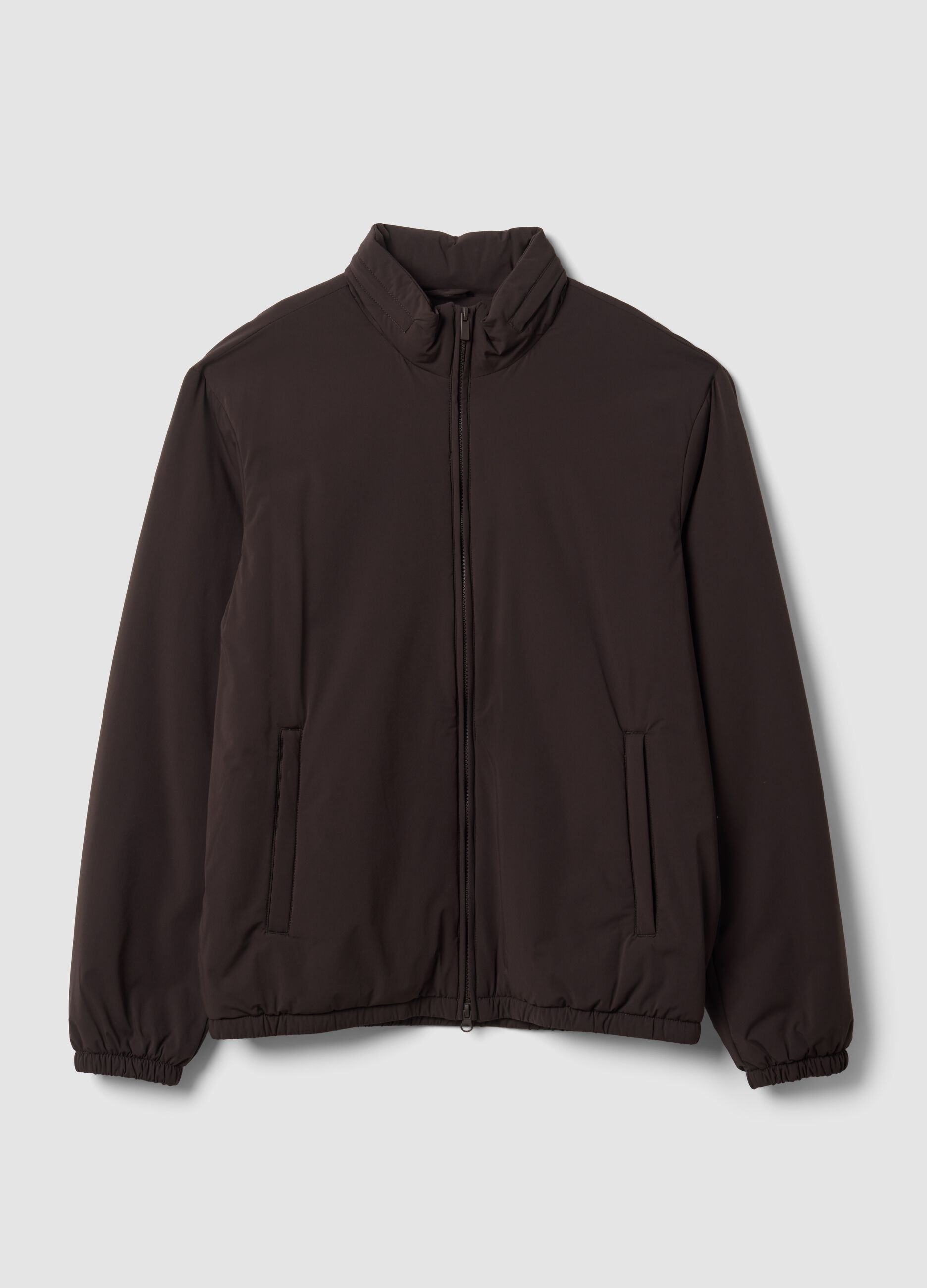 Brown padded stretch-fabric jacket, regular fit