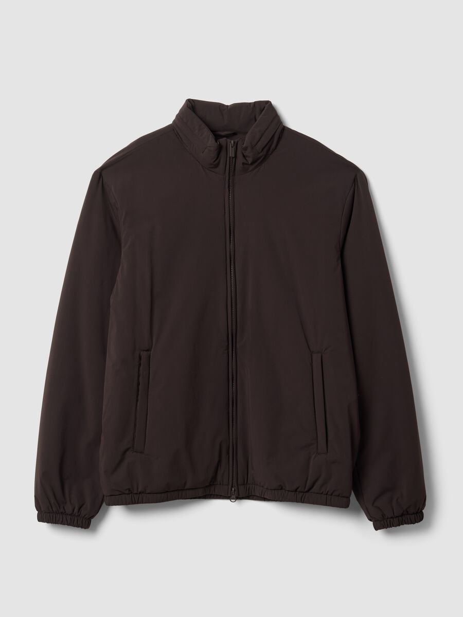 Brown padded stretch-fabric jacket, regular fit_0