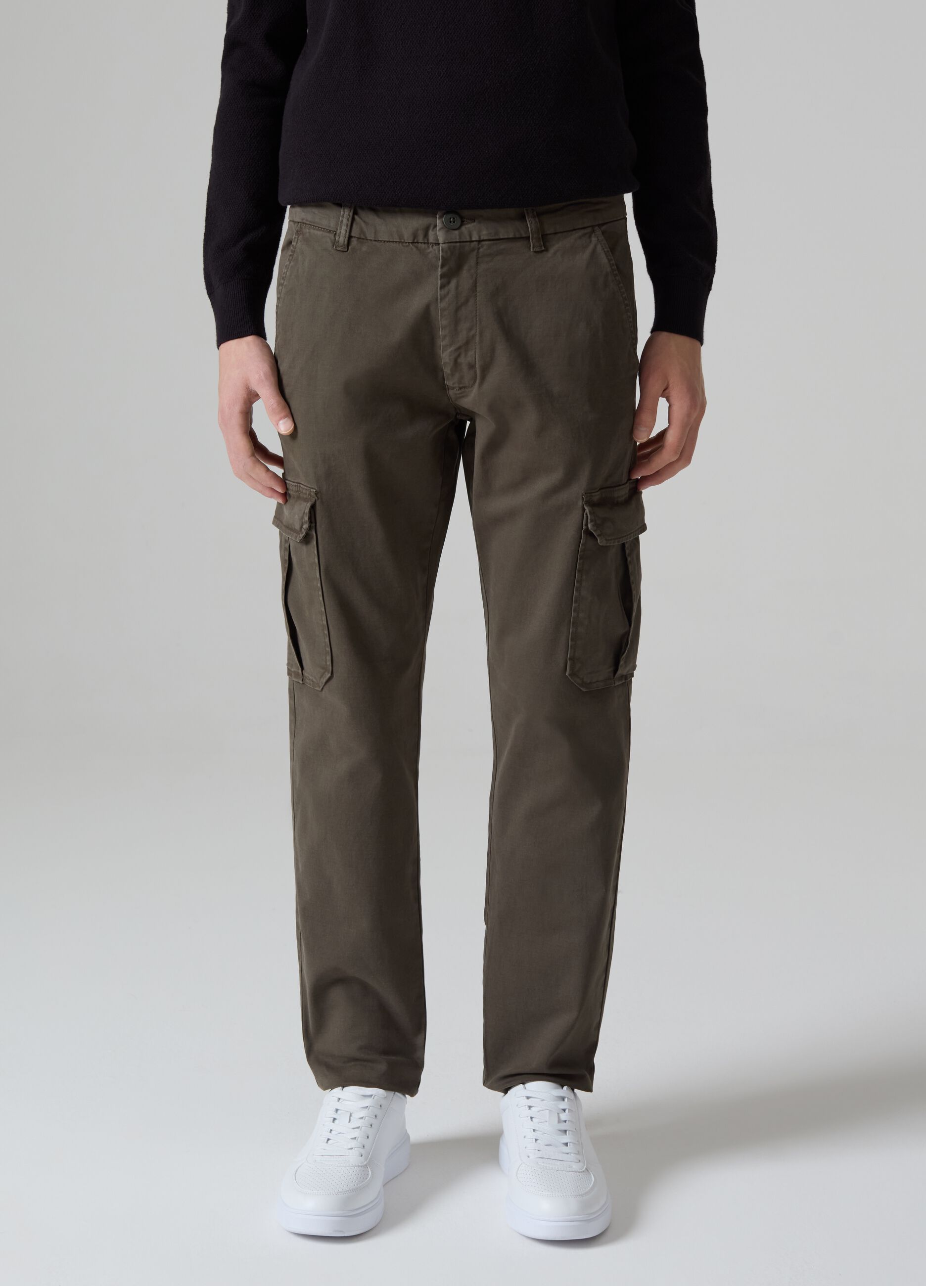 Pantalone chino cargo in cotone stretch