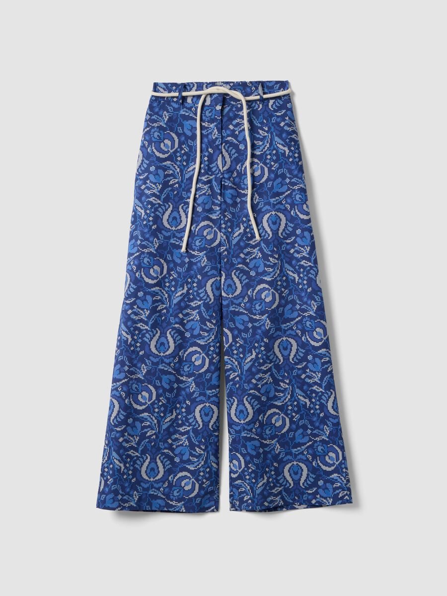 Blue pure cotton patterned trousers_4