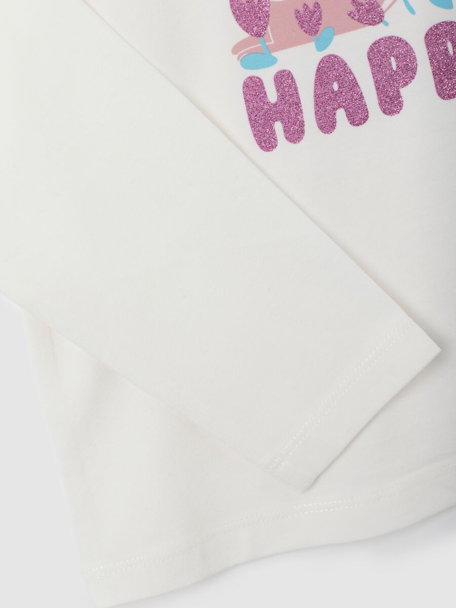 Girls' white cotton blend t-shirt regular fit_3