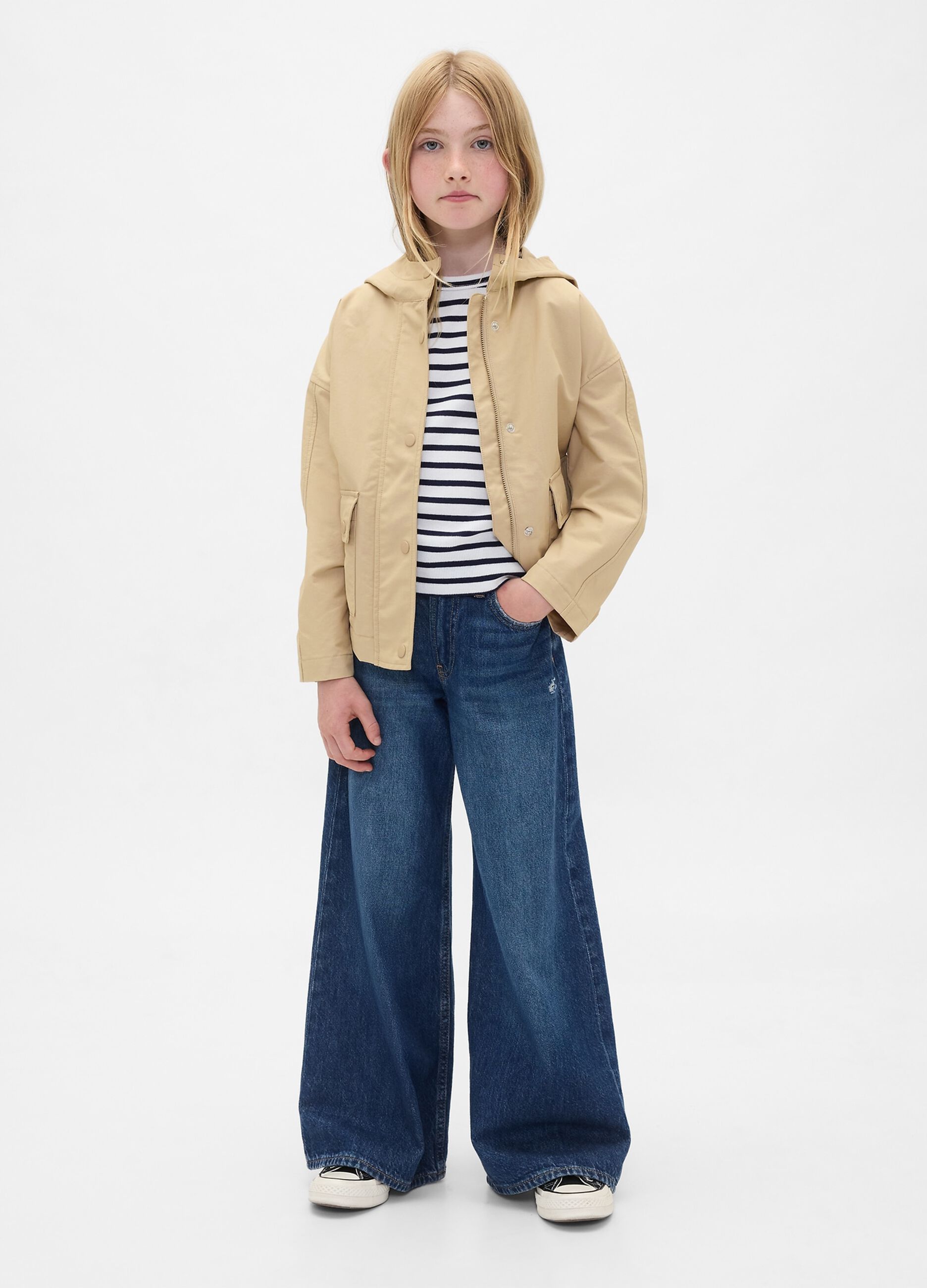 Giacca beige con cappuccio per bambina