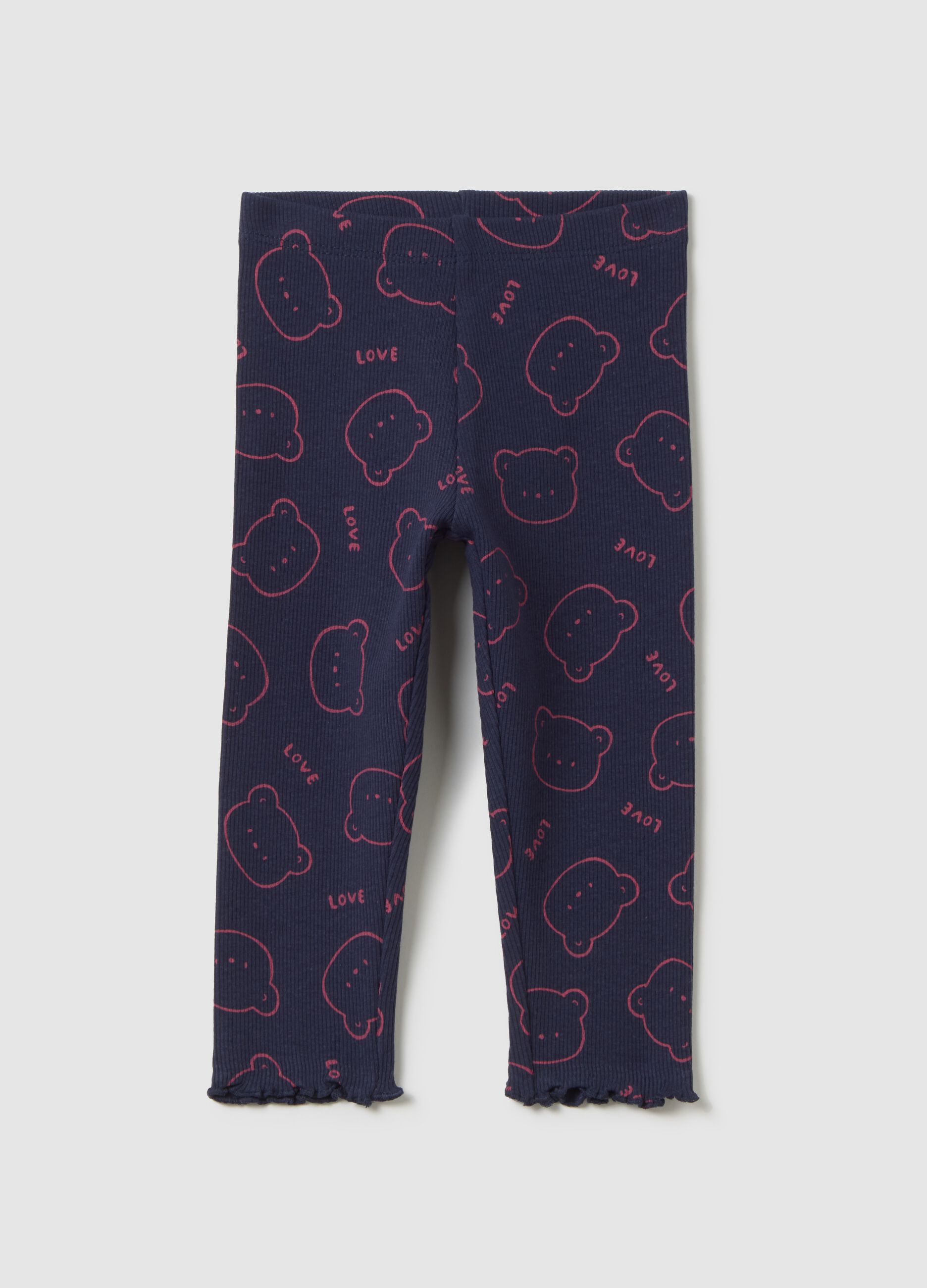 Girls' Blue Stretch Cotton Leggings