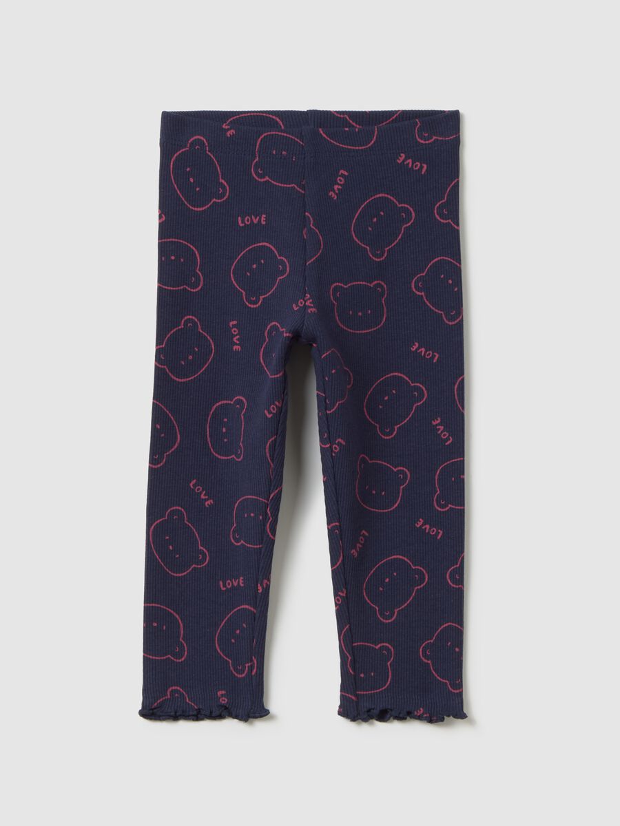 Girls' Blue Stretch Cotton Leggings_0