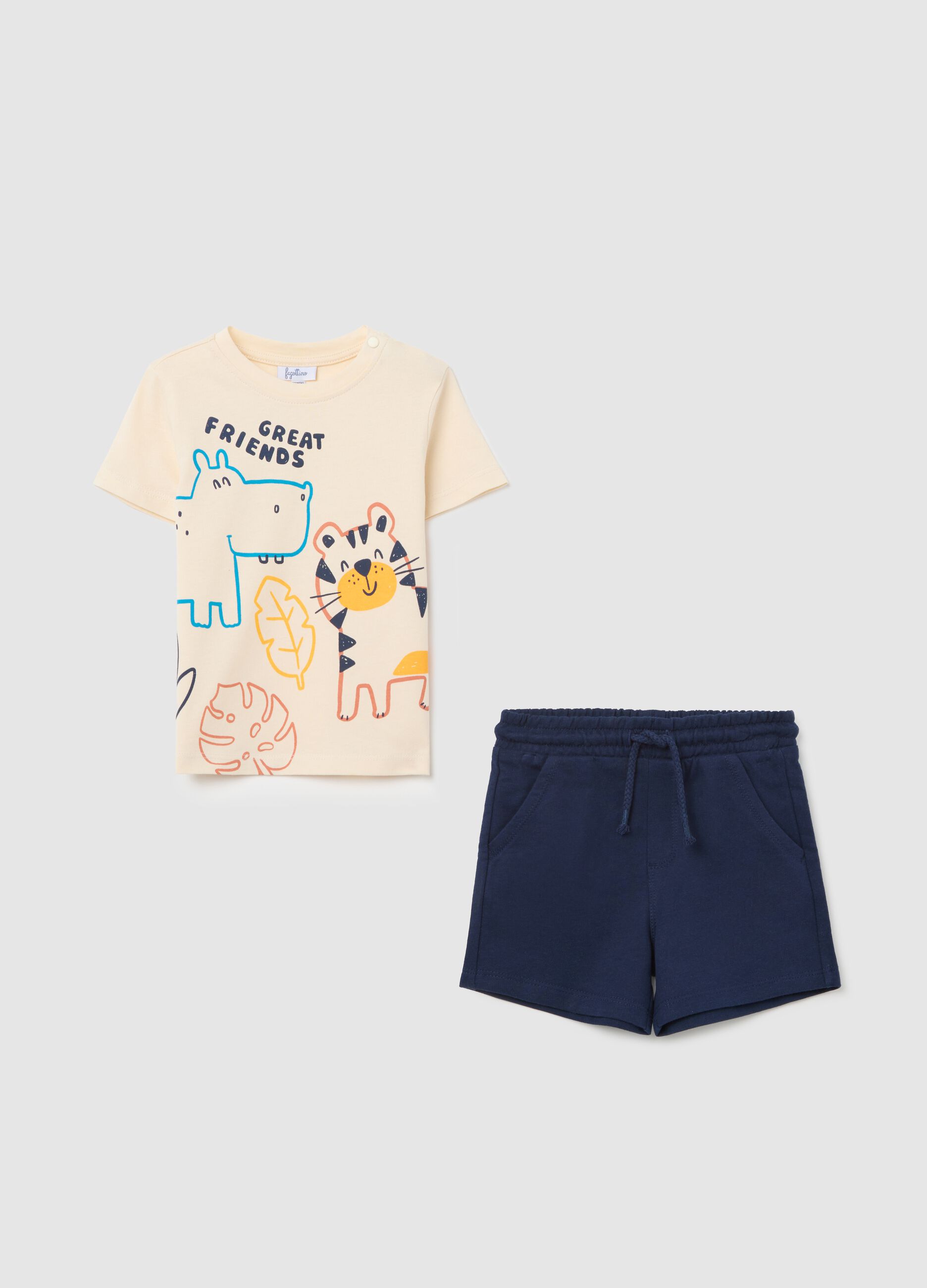 Jogging set with animals print in cotton